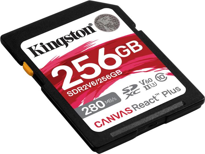 Actual product image Kingston Canvas React Plus (256 GB, SDXC, U3, UHS-II)