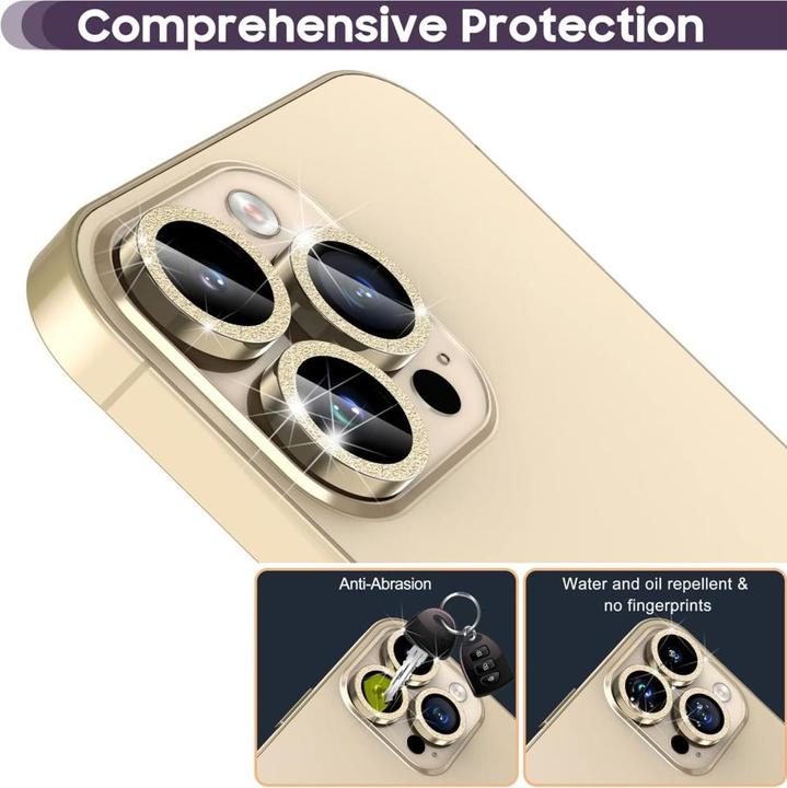 Immagine prodotto Ueli Express Lente protettiva in vetro blindato della fotocamera con brillantini (1 Pezzo/i, Apple iPhone 16 Pro, Apple iPhone 16 Pro Max)