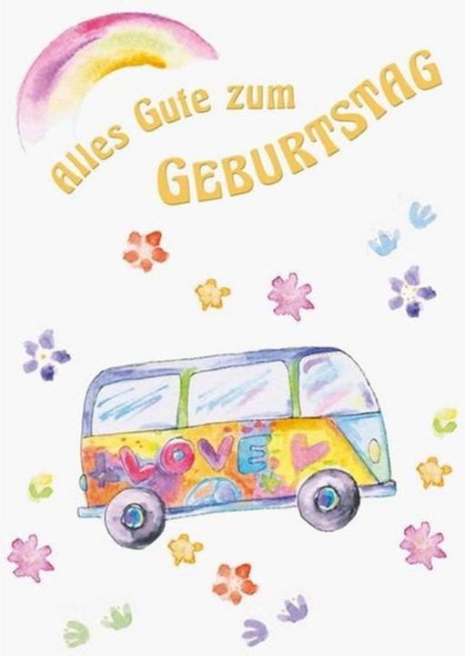 Actual product image ABC Birthday card hippie bus B6 (1 pcs.)