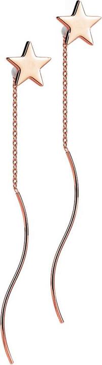 Star Piercing Ohrstecker rosegold Stern freifallende Kette mit Welle (ohne Messing, Chirurgenstahl 316L)