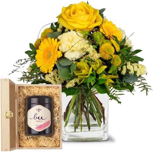 Fleurop Sunny Vibes mit Schweizer Blütenhonig (Schnittblumen)
