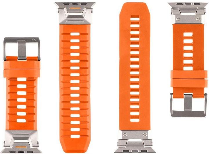 Actual product image Tactical Tough Band for Apple Watch Ultra Safety Orange (Stainless steel, Fluoroelastomer)