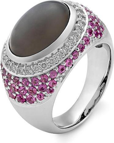 Produktbild Breuning RING - e.Mondstein Silver Moon/Brill. 0,45 Ct. tw/ (60, 750/18 K Gold)