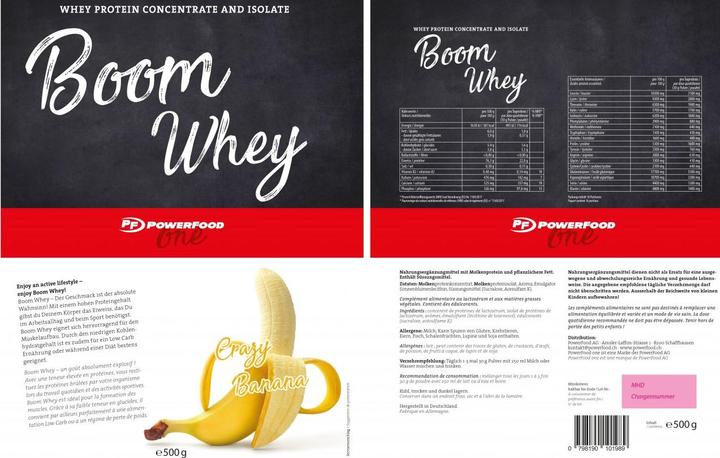 Nährwerte und Zutaten PowerFood One Boom Whey (Banane, 1 Stk., 1000 g)
