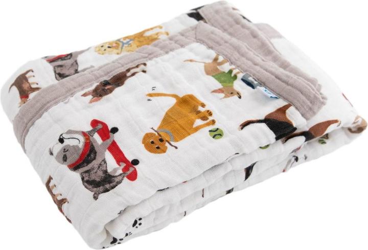 Actual product image little unicorn Cotton Muslin Baby Blanket - Woof (120 x 120 cm)