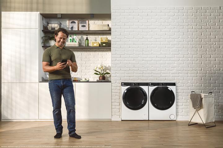 Actual product image Hoover H-WASH 700 H7W 610MBC-S front loading washing machine 10 kg 1600 rpm White (10 kg, Left, EU plug)