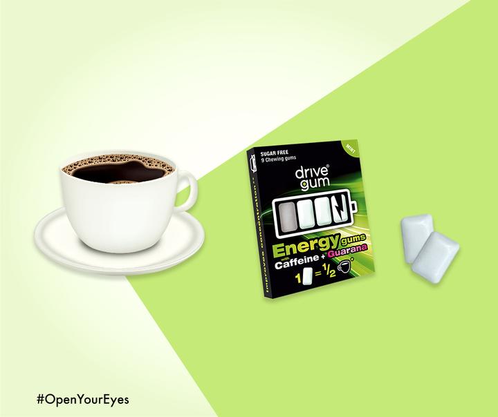 Actual product image Functional Gums DRIVEgum Box with 12 blisters of 9 chewing gum each