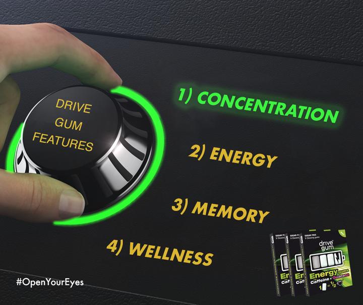 Actual product image Functional Gums DRIVEgum Box with 12 blisters of 9 chewing gum each