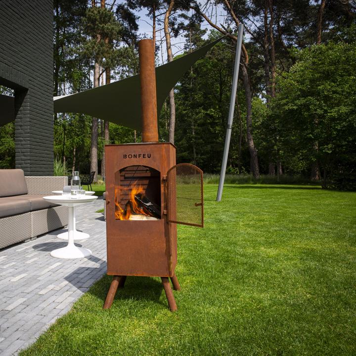 Actual product image Bonfeu BonCarr QLP Roest Tuinhaard - L 35 x W 35 x H 153 cm - Cortenstaal - bruin - Tuinhaard - Terrasverwa