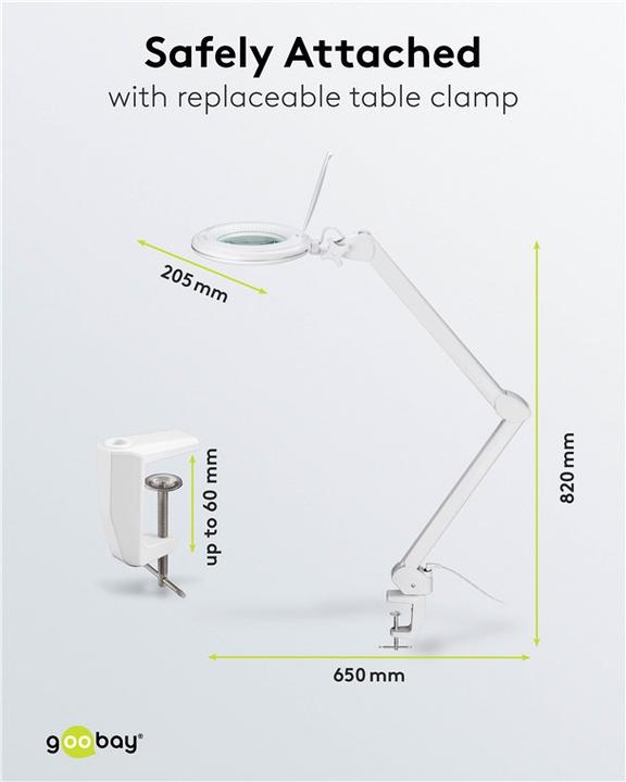 Actual product image Goobay LED clamp magnifier lamp, 10 W