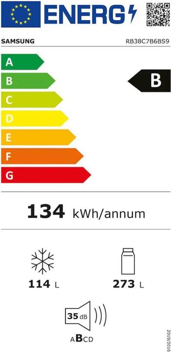 Energy Label Samsung Fridge-freezer combination RB7300 Bespoke (387 l)
