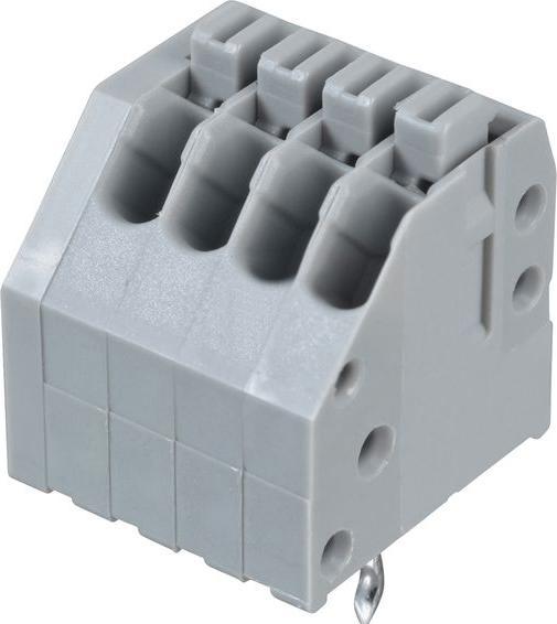 Produktbild Wago Wire-to-Board-Reihenklemme, Durchsteckmontage, 2.5mm Raster, 45 °, Federzugklemme, 4 Pole