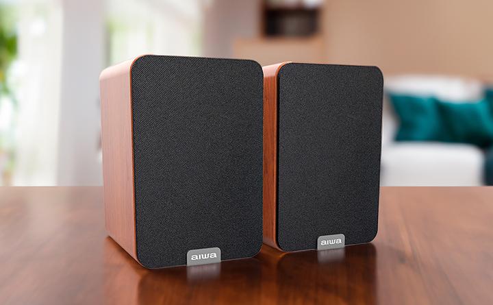 Actual product image Aiwa ASP-A200 Active Speaker Pair, brown (1 pair, 25 W)