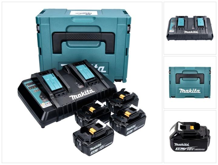 Actual product image Makita Power Source Kit 18V with 4x BL1830B battery 3.0Ah + DC18RD dual charger ( 197720-6 ) + Makpac (18 V)