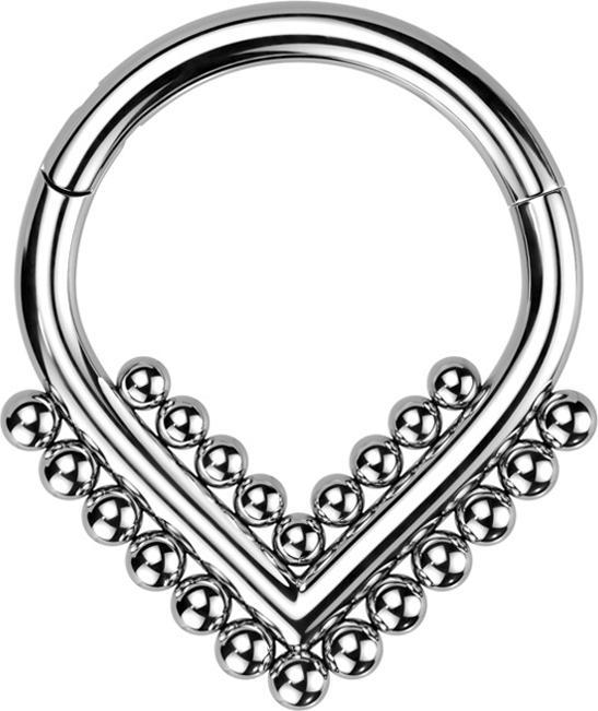 Star Piercing Micro Segmentring klappbar Winkel silber mit Kugeln (ohne Messing, Titan G23)