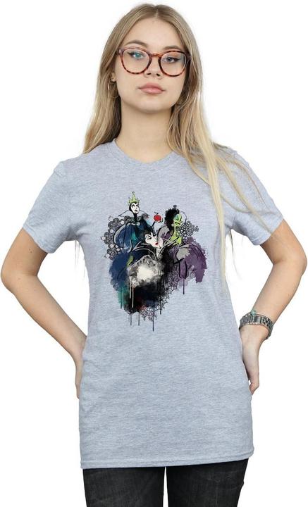 Actual product image Disney Womens/Ladies Villains Sketch Cotton Boyfriend T-Shirt (XXL)