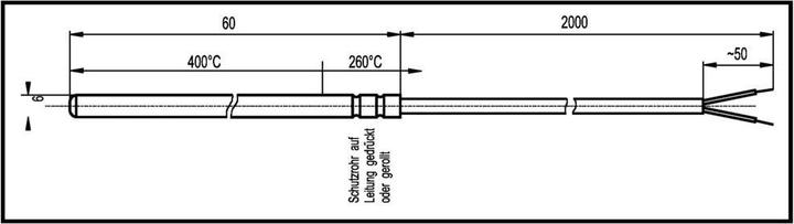 Actual product image Enda Thermocouple K1-TC-J-6x60-2M-600°C Sensor type J Measuring range temperature-50