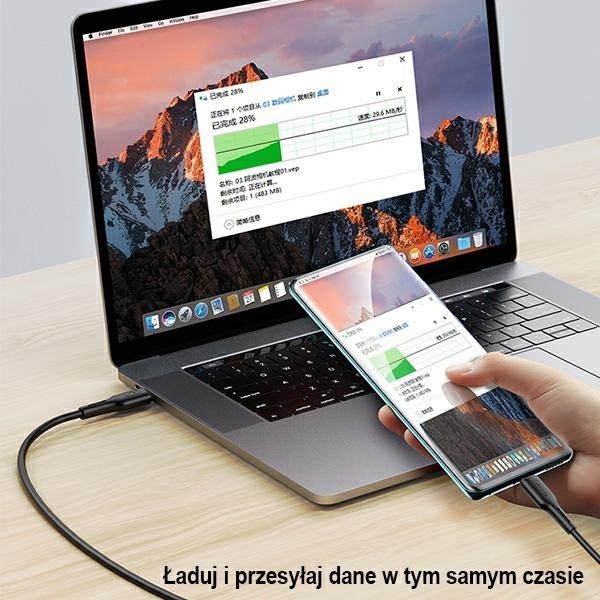 Actual product image Usams U43 USB-C to USB-C fast charging cable 100W, Black (1.20 m, USB 3.2, 100 W)