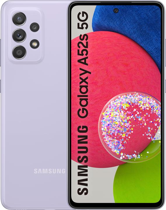 Samsung Galaxy A52s UE (128 GB, Awesome Violet, 6.50", Doppia SIM Ibrida, 64.14 Mpx, 5G)