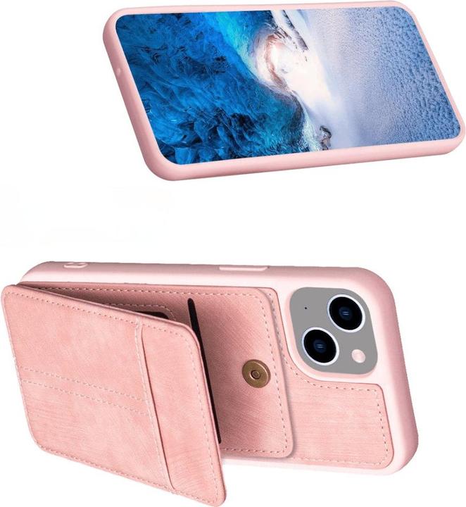 Image du produit Cover-Discount iPhone 15 Plus - Étui Kickstand avec porte-cartes rose (Apple iPhone 15 Plus)