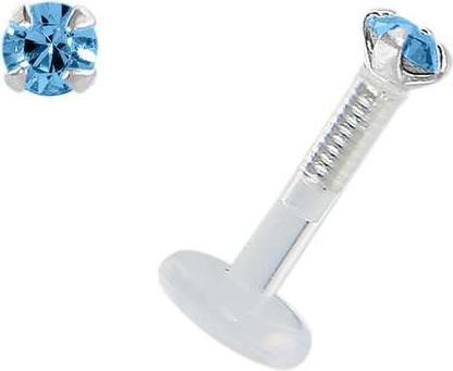 Produktbild Bijouteria Piercing für Lippe/Tragus (Bioplast, Silber 925, Premium Kristall)