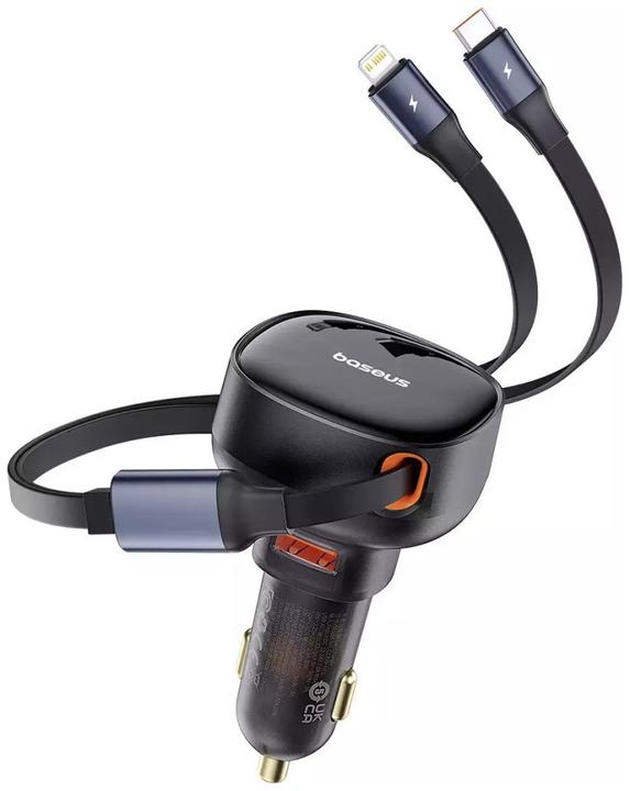 Baseus Car Charger Enjoyment USB with USB-C cable and Lightning 60W (black)