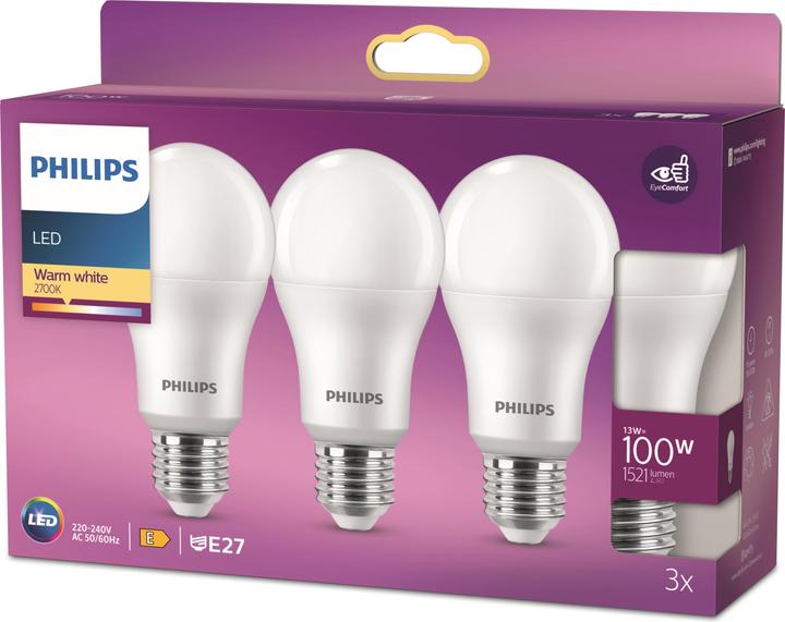 Produktbild Philips LED 100W (E27, 13 W, 1521 lm, 3 x, E)