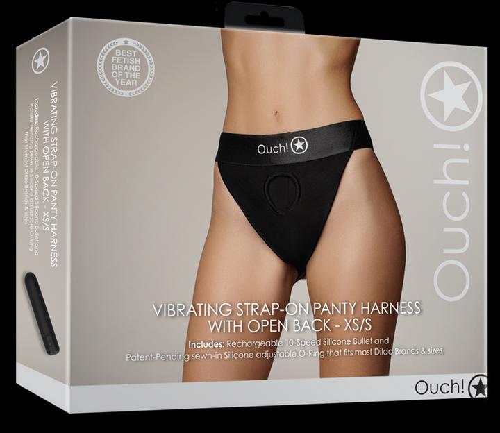 Image du produit Ouch! Vibrating Strap-on Panty Harness - Open Back - XS/S