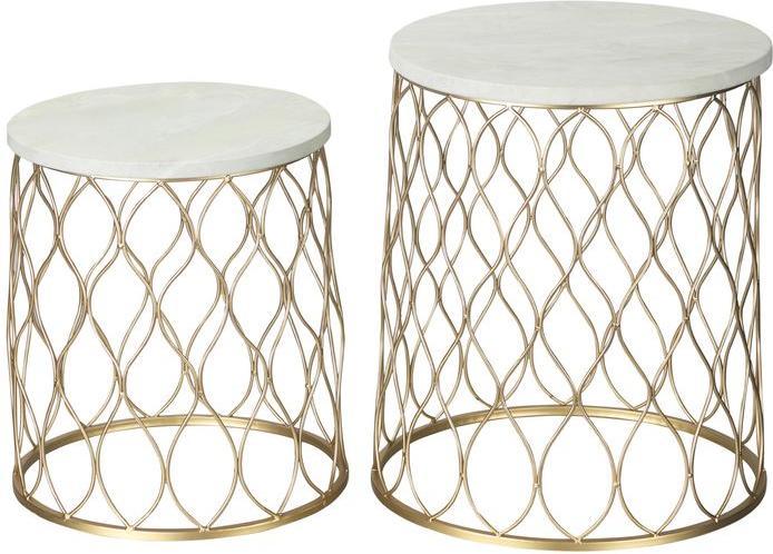 Actual product image Swisshandel24 Set of 2 garden table side tables coffee tables retro wire basket metal basket garden set table (41 x 46 cm)