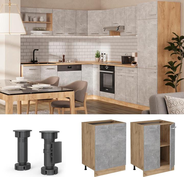 Produktbild Vicco Küchenunterschrank R-Line, Beton/Goldkraft Eiche, 60 cm, AP Anthrazit