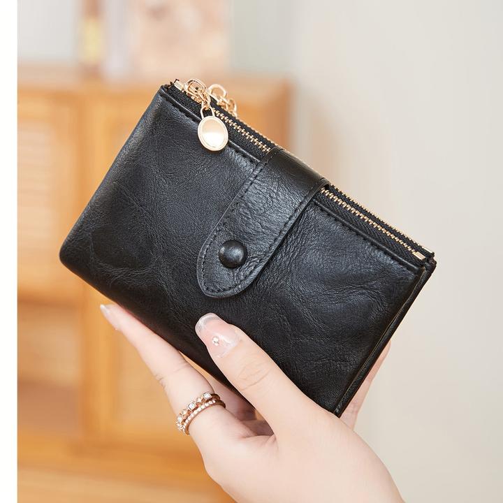 Actual product image Only-Bags.Store Retro-Brieftasche mit Knopfverschluss, mehreren Kartenfächern, RFID-Blockierung, dreifach