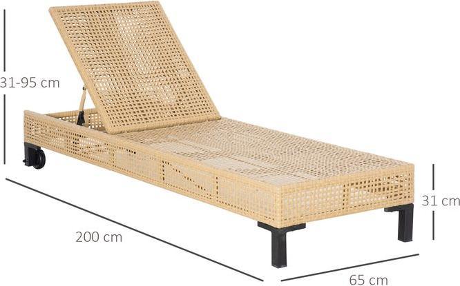 Actual product image Swisshandel24 Garden furniture sun lounger garden lounger with cushion 3-stage adjustable rattan lounger steel (200 cm)