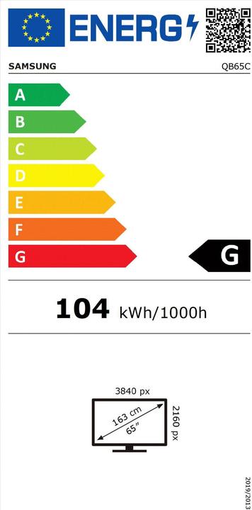 Energy Label Samsung QB65C (3840 x 2160 Pixels, 65")