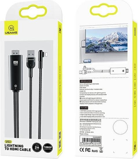 Produktbild Usams Lightning - Lightning USB cable, 2 m black (SJ442HD01) (2 m)