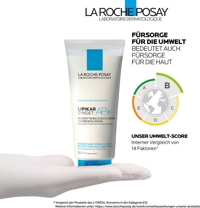 Produktbild La Roche Posay Lipikar Syndet AP+ Rückfettendes Duschgel für extrem trockene auch für neugeborene Babys und Kinder (200 ml)