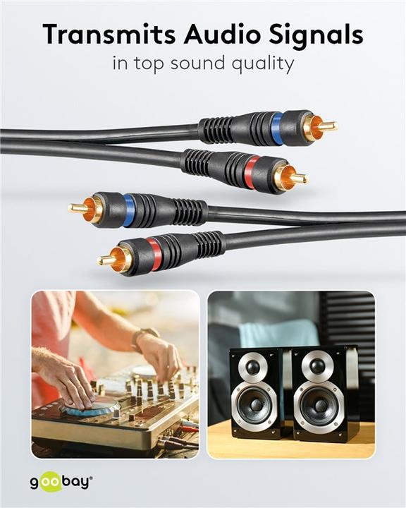 Actual product image Goobay Stereo connection cable 2x Cinch, double shielded (0.20 m)