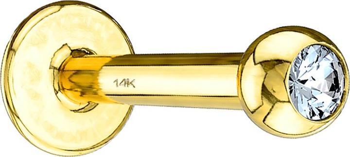 Image du produit Star Piercing Micro Labret en or 14k avec boule et cristal argenté (sans laiton, Or 14k)