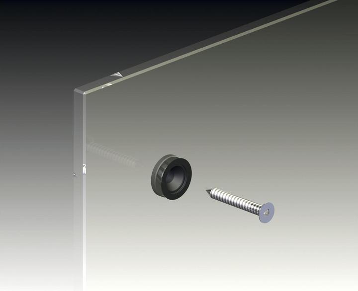 Produktbild Längle Glas-System Glaspunkthalter Mini, 20 mm, 6 - 8 mm Glas,Kunststoff schwarz/Kappe Edelstahl (1 Stk.)