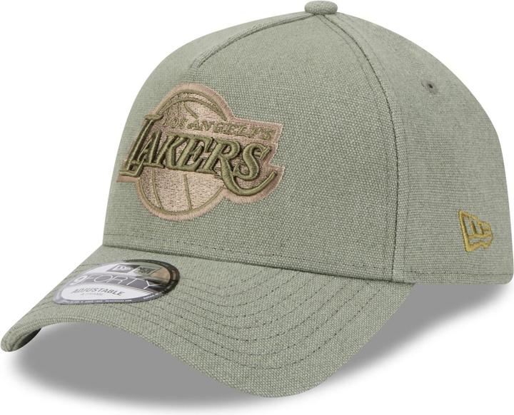 Produktbild New Era A-Frame Trucker Leinen Cap - Los Angeles Lakers oliv (One Size)