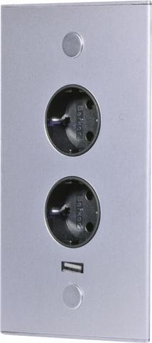 Thebo Corner socket outlet element RIVA 2f socket outlet, 1 USB port, stainless steel, 2m