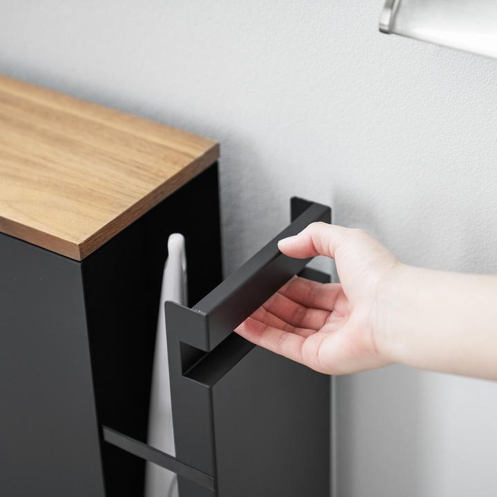 Actual product image Yamazaki Pull-out shelf with wooden shelf TOWER (140 x 56 x 55 cm)