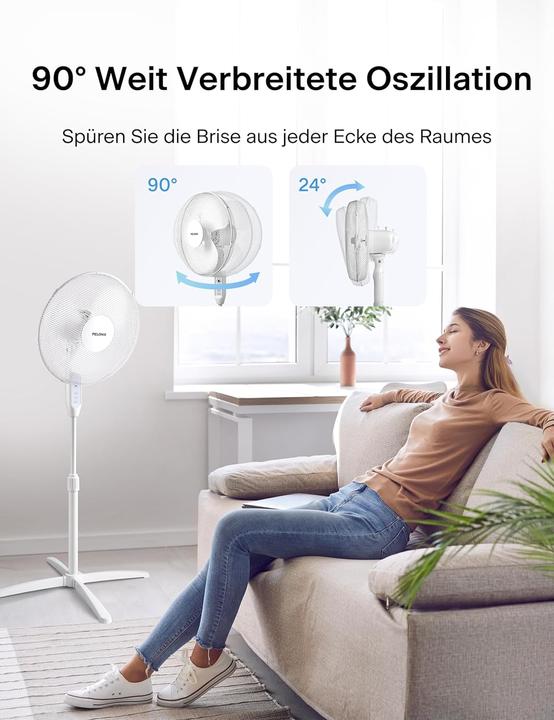 Image du produit Pelonis Standventilator FS40-16JRA mit Fernbedienung und Timerfunktion (43 dB)