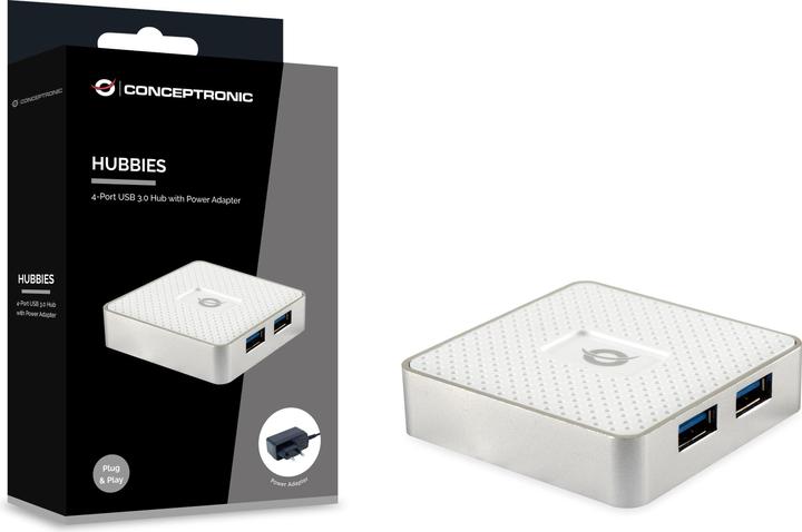 Actual product image Conceptronic USB Hub 4-Port 3.0 ->4x3.0 w.power supply ws (USB-C, 4 Ports)