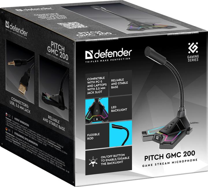 Actual product image Defender MICROPHONE 3.5 mm jack PITCH GMC 200 LED STREAMING