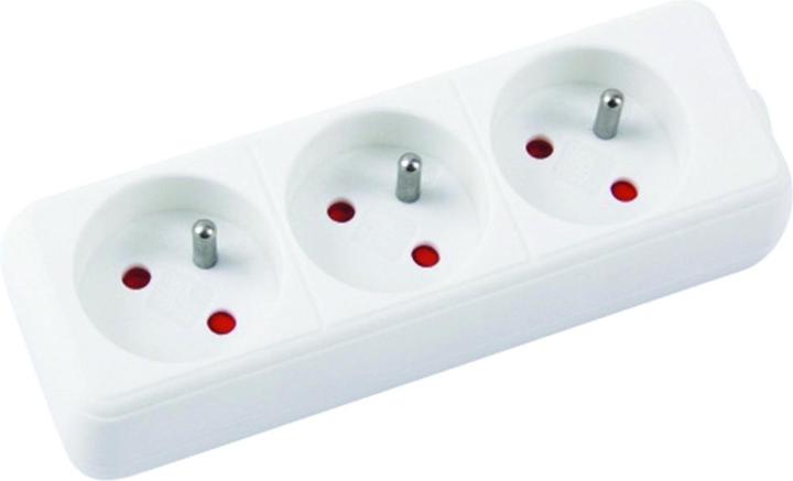 Office Products Extension cable, 3 sockets, 3 m, with earthing, white (3 x, 3 m)