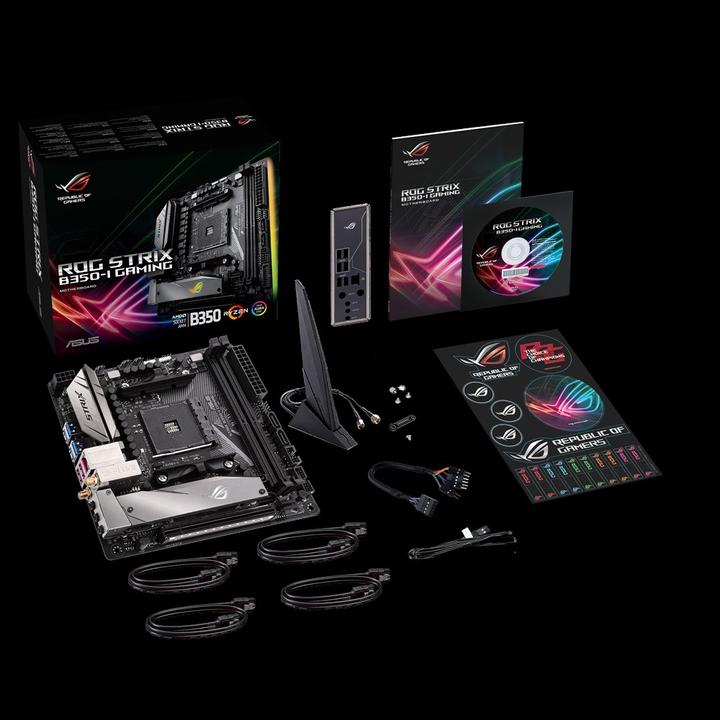 Actual product image ASUS ROG STRIX B350-I GAMING, mini-ITX, AM4 (AM4, AMD B350, Mini-ITX)