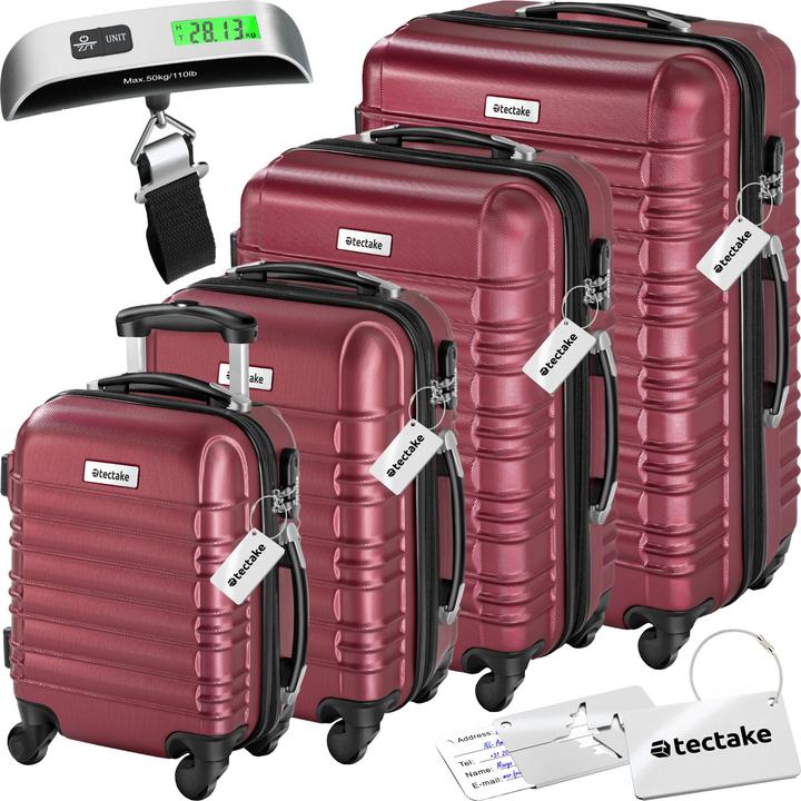 tectake Hartschalenkofferset Mila 4-tlg. mit Kofferwaage (106 l, L (90 - 115l))