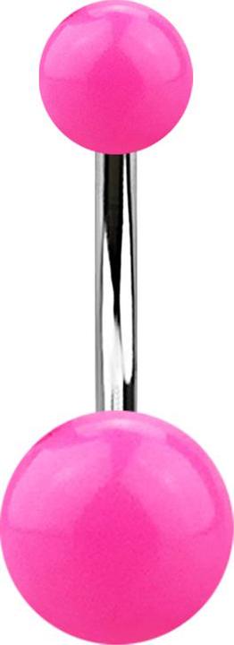 Image du produit Star Piercing Banane argentée avec deux boules roses (Acrylique, sans laiton, Acier chirurgical 316L)