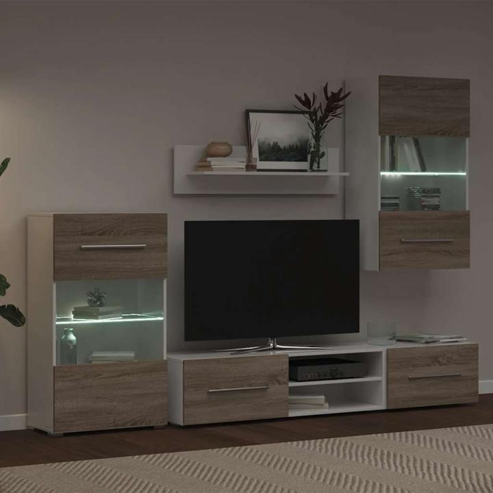 Produktbild VidaXL 5-tlg. Wohnwand mit LED-Beleuchtung Sonoma-Eiche Holzwerkstoff TV-Möbel