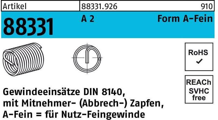 Image du produit Amecoil Insert fileté R 88331 forme A-fin M 14x1,25x12,4 A 2